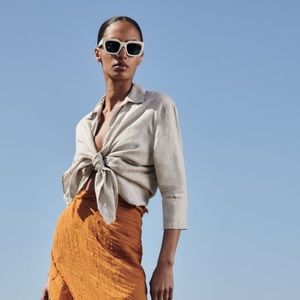 Zara Linen Oversized Top